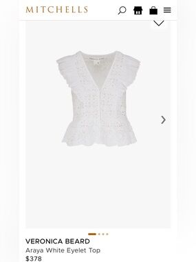 Veronica Beard White Eyelet Ruffle Peplum Top